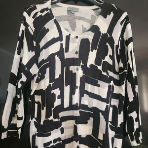Black & White Abstract Button down Cardigan - Joseph A. sz.L